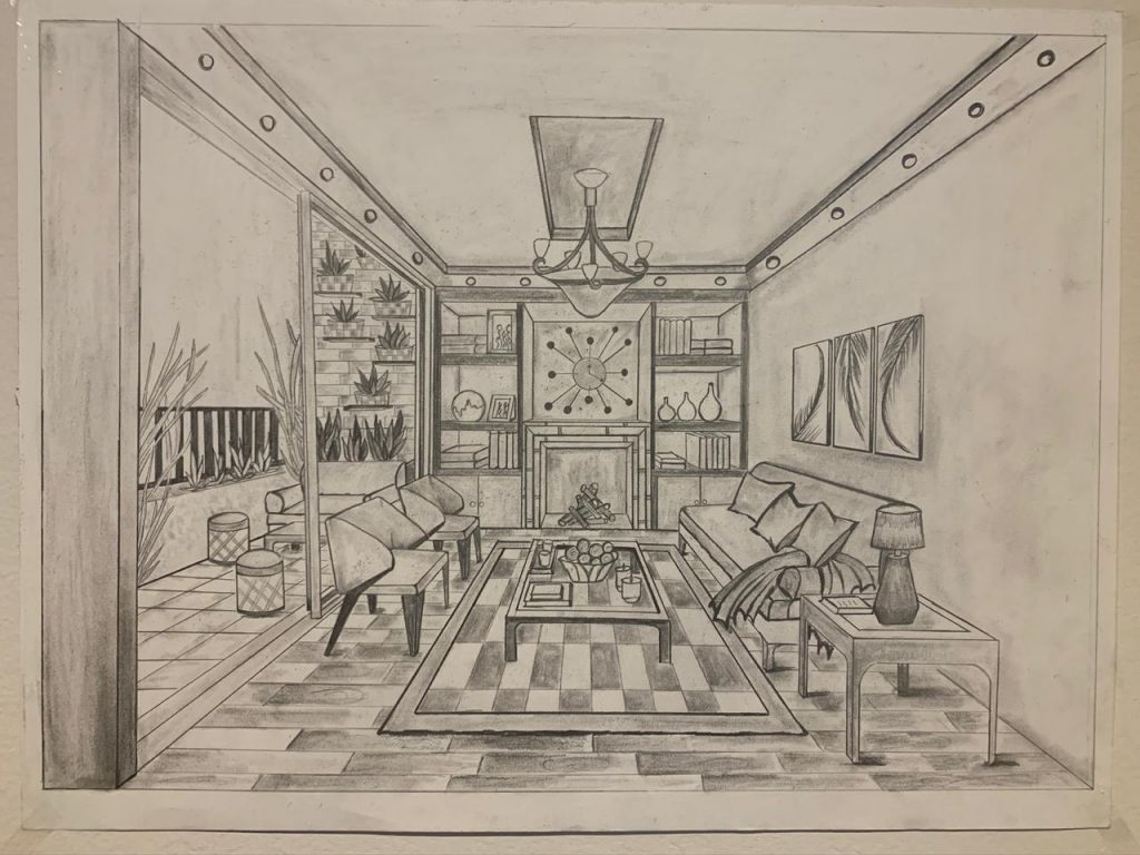 Sketch of Living Room for the client